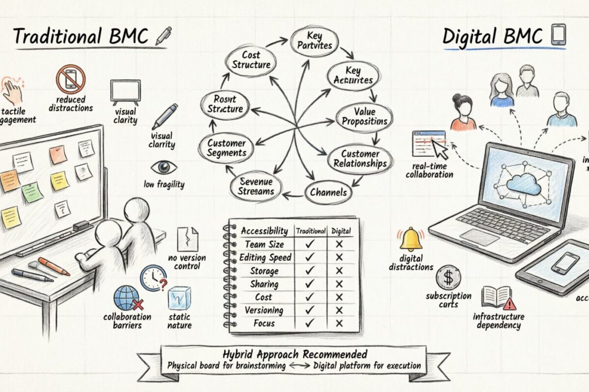 Vergleich: Traditionelles vs. Digitales Business Model Canvas für moderne Tech-Startups