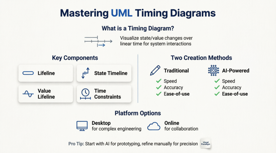 De la frustración al flujo: dominando los diagramas de tiempo UML con Visual Paradigm