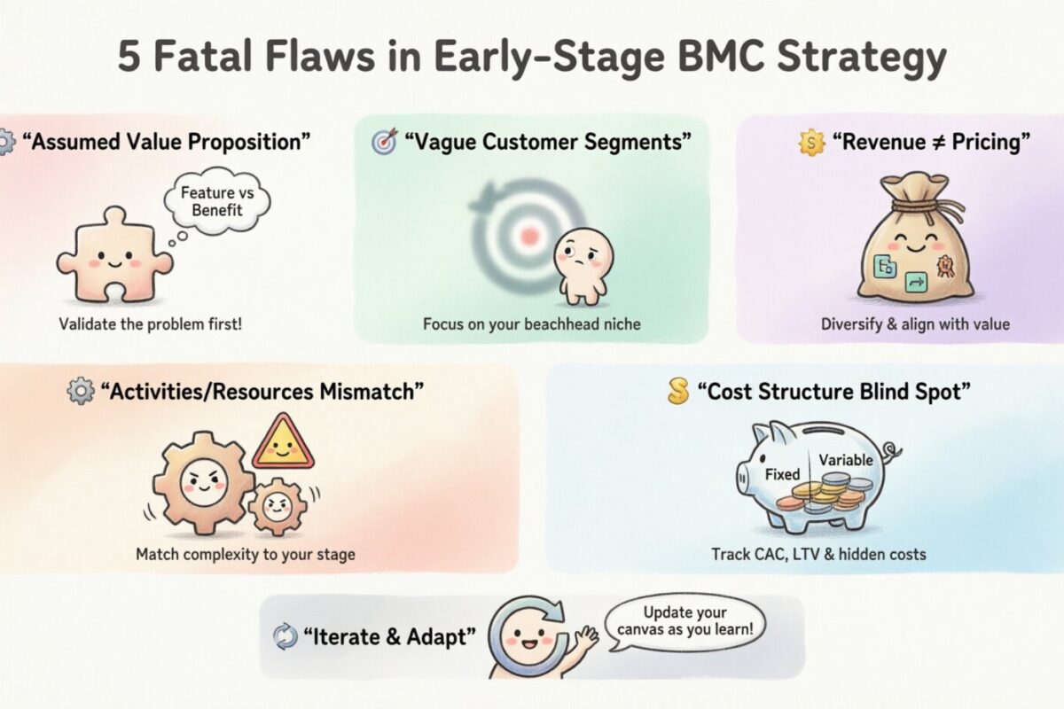 Erreurs courantes : les 5 défauts mortels dans la stratégie du Business Model Canvas en phase initiale