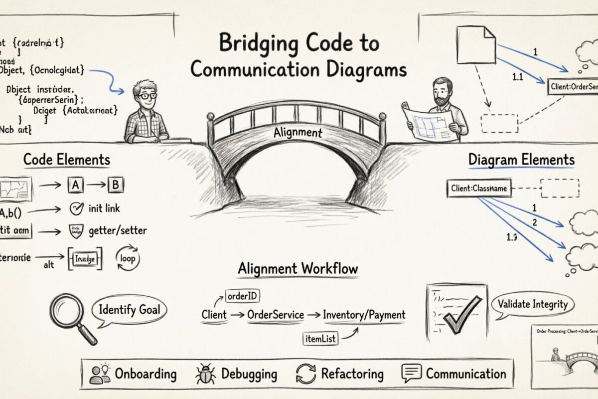 Ponter les écarts : relier la structure du code aux diagrammes de communication Ponter les écarts : relier la structure du code aux diagrammes de communication