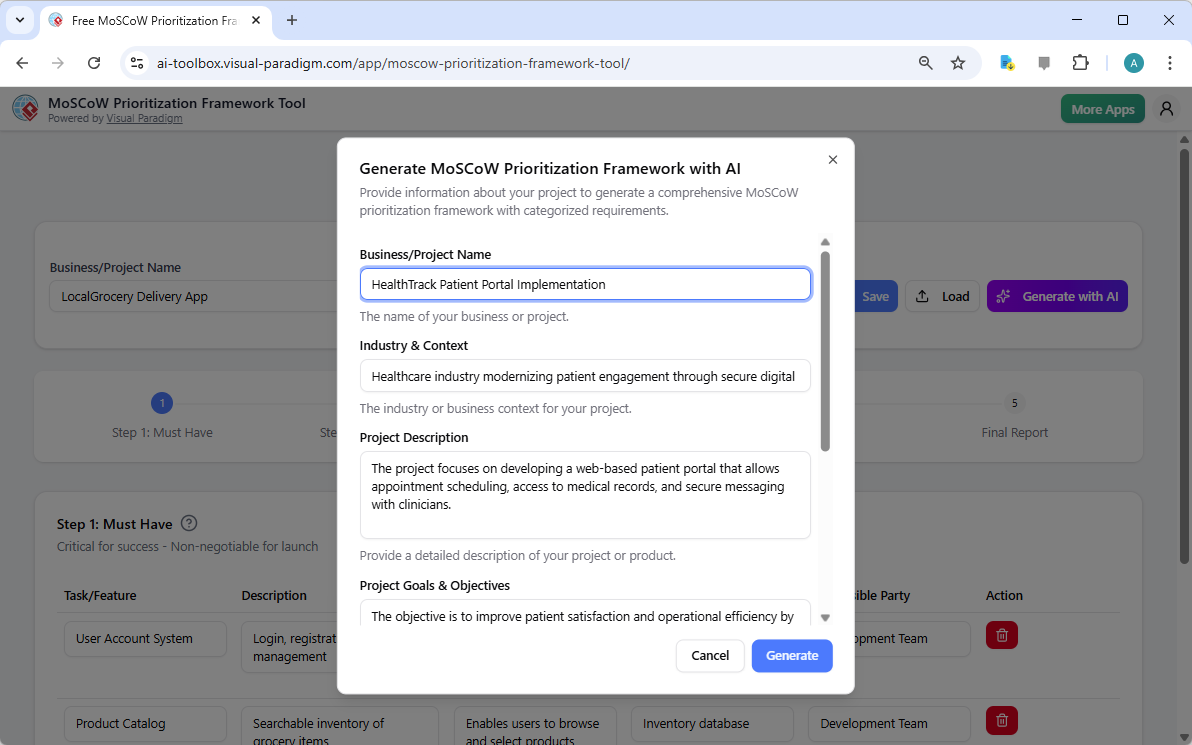 AI के साथ एक मरीज पोर्टल रोडमैप बनाना: एक MoSCoW प्राथमिकता निर्धारण गाइड