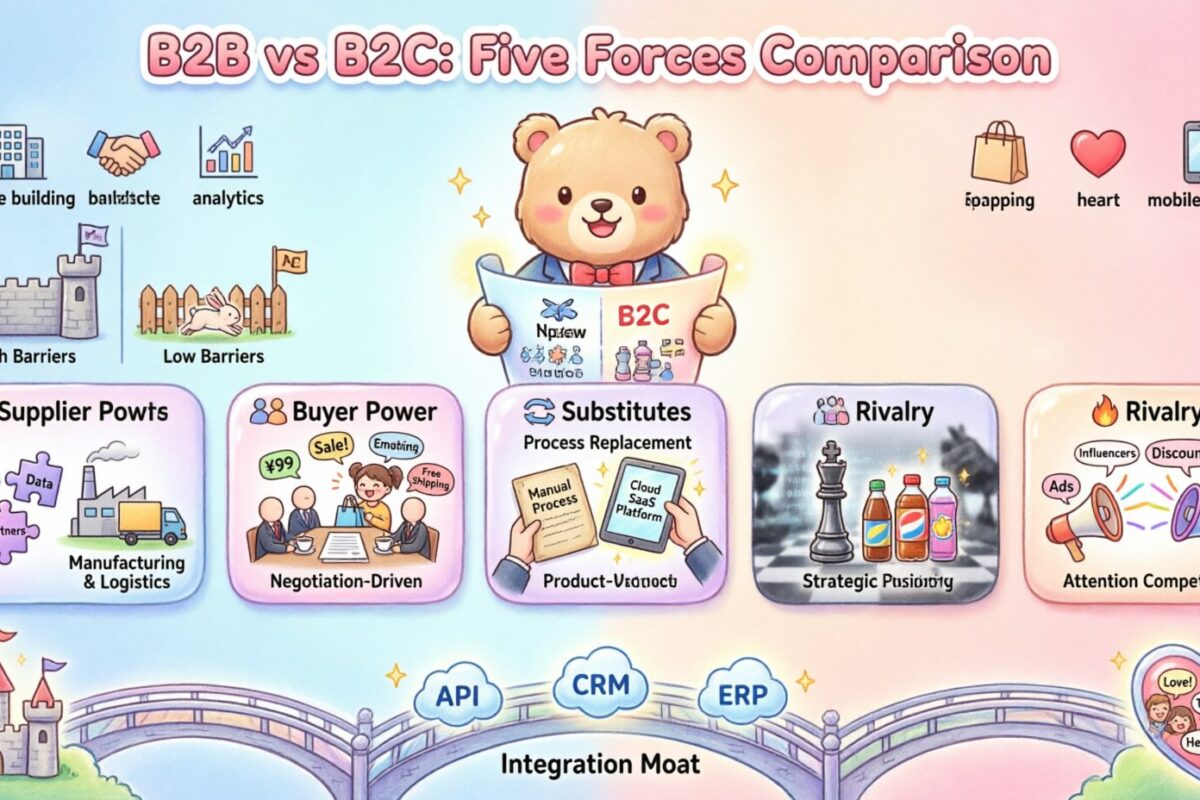 So sánh các thị trường: Phân tích Năm lực lượng thay đổi như thế nào từ các startup B2B sang B2C So sánh các thị trường: Phân tích Năm lực lượng thay đổi như thế nào từ các startup B2B sang B2C