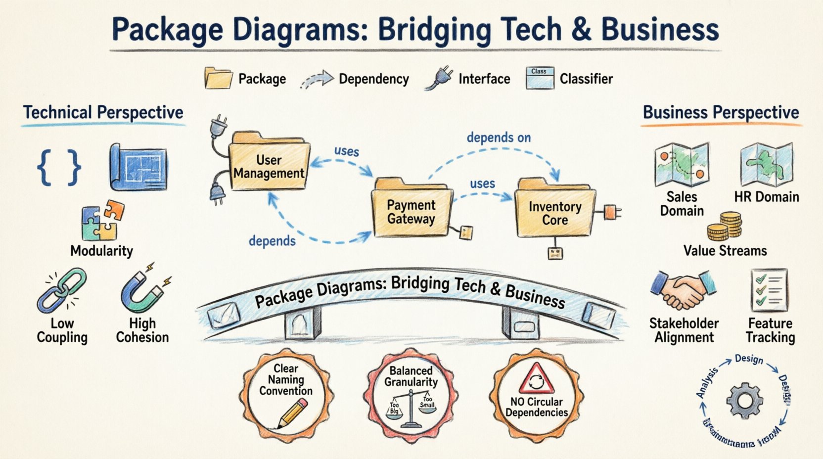 Package Diagrams for Information Systems: Bridging Tech and Business