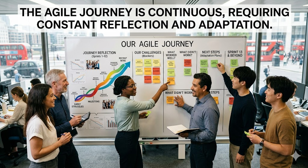 The Agile Journey is Continuous, Requiring Constant Reflection and Adaptation